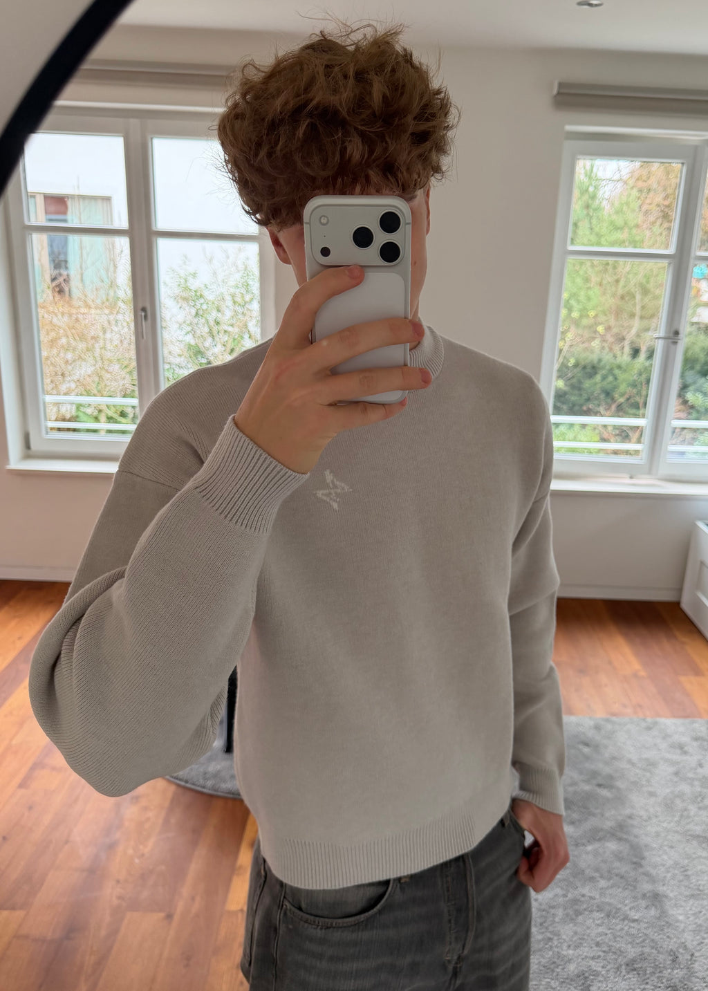 VERITY KNIT SWEATER HELLGRAU